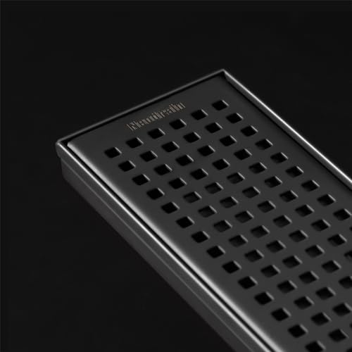 Neodrain 12" Linear Shower Drain, Matte Black 304 SS Bathroom Linear Drain | Black Shower Drain with Quadrato Grate& Adjustable Feet, Long Rectangle Shower Floor Drain in Bathroom, Balcony etc,cUPC - color: Matte Black, size: 12 In
