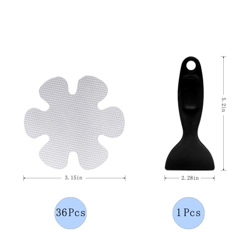 Aange 36PCS Clear Bathtub Non-Slip Stickers, Snowflake Shower Safety Treads with Scraper, Anti-Slip Appliques for Tub, Tile, Pool