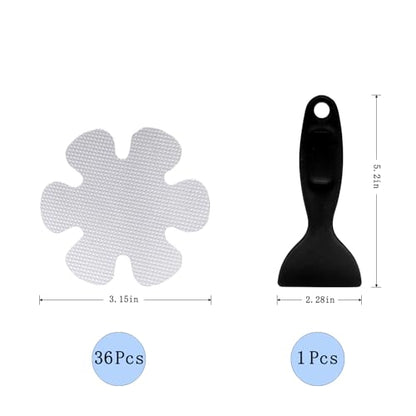 Aange 36PCS Clear Bathtub Non-Slip Stickers, Snowflake Shower Safety Treads with Scraper, Anti-Slip Appliques for Tub, Tile, Pool