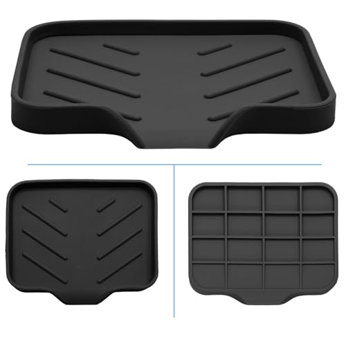 BokWin Silica Gel Soap Dish with Drain, Black, 4.8x3.5 Inch | 1 Pack, Self Draining, For Shower, Bathroom and Kitchen, Bar Soap Holder - color: Black
