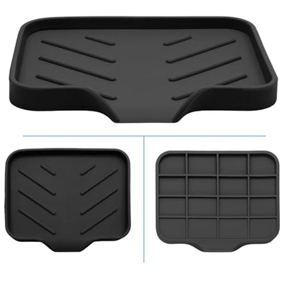 BokWin Silica Gel Soap Dish with Drain, Black, 4.8x3.5 Inch | 1 Pack, Self Draining, For Shower, Bathroom and Kitchen, Bar Soap Holder - color: Black