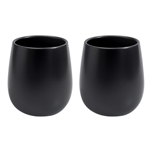 Ceramic Toothbrush Holders for Bathroom, Reusable Toothbrush Cups | Tooth Brushing Holders Set, Bathroom Tumbler Cups, Toothpaste Holder, Mouthwash Cup, Bathroom Counter Organizer (Black, 2PCS) - color: Black, size: 2 pieces