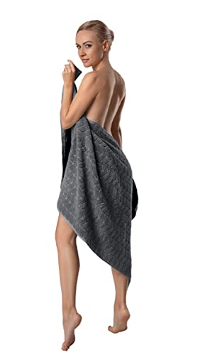 BAGNO MILANO Turkish Cotton Bath Towels, Hand Towels - Soft Plush Jacquard Collection - Highly Absorbent Towel Set (Grey, Bath Sheet 35x70) - color: Grey, size: Bath Sheet 35x70