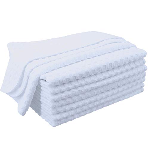 POLYTE Ultra Premium Microfiber Kitchen Dish Cloth Waffle Weave, 8 Pack (12x12 in, White) - color: White, size: 12x12 in