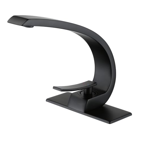 Bathroom Sink Faucet Matte Black Bathroom Faucet for Sink 1 Hole or 3 Holes Single Handle Basin Faucet with 6-inch 10-inch Deckplate - color: Matte Black, style: No Drain