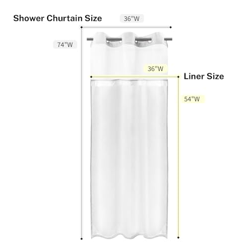 River Dream Fabric Snap in Shower Curtain Liner Replacement,White,36x54 | with Magnets,Detachable Liner,Quick Dry，Machine Washable，Fit for River Dream 36(W) x 74(H) with Window Shower Curtain - size: 36"W x 54"L (Pack of 1)