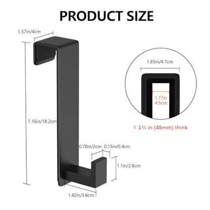 WUIVIUT 2 Pack Heavy Duty Single Over The Door Hooks L-Shaped Bedroom Door, Jacket Hanger Hook, 1.77 inch Wide Over The Door Hook, Strong Holder for Coats(L Shape 2 Pack, Fits 1-3/4'' Thick) - size: L Shape 2 Pack, Black