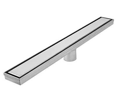QM Drain 24-Inch Linear Shower Drain, 304 Stainless Steel, Reversible Grate 2 in 1 Tile-In or Smooth Surface