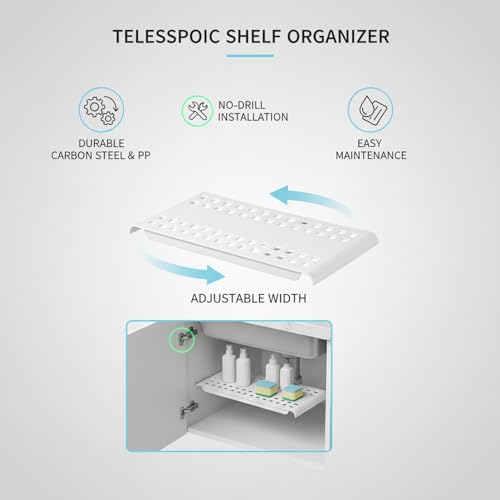 Adjustable Telescopic Cabinet Shelf, Tool-Free Under Sink Organizer Rack, Carbon Steel and PP Plastic Storage Solution for Kitchen and Bathroom - size: 4.72 x 9.84 x 0.79 in