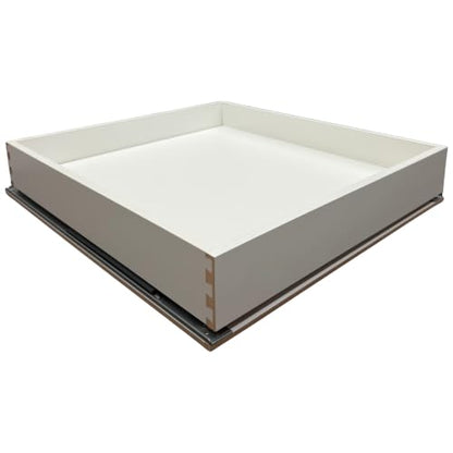 White Melamine Pull-Out Cabinet Drawer Organizer 14" W x 21" D | Heavy Duty (100Lbs) Pullout Inserts with Sturdy MDF Core, Soft Close Sliding Shelf for Kitchen and Storages, Fully Assembled - size: 14x21x3