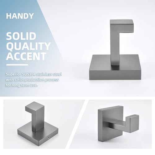 Angle Simple Bathroom Towel Hook, Coat Robe Hook for Wall, Gunmetal Gray | Heavy Duty SUS304 Stainless Steel, Shower Kitchen Entryway Hand Towel Holder, Screw Wall Mount - color: Gunmetal Gray, size: 1 Pack