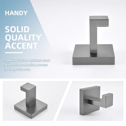 Angle Simple Bathroom Towel Hook, Coat Robe Hook for Wall, Gunmetal Gray | Heavy Duty SUS304 Stainless Steel, Shower Kitchen Entryway Hand Towel Holder, Screw Wall Mount - color: Gunmetal Gray, size: 1 Pack