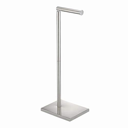 Toilet Paper Holder Stand, Free Standing Toilet Paper Holder with 4 Rolls for Bathroom, Weighted Base Toilet Paper Stand, Chrome - color: Chrome