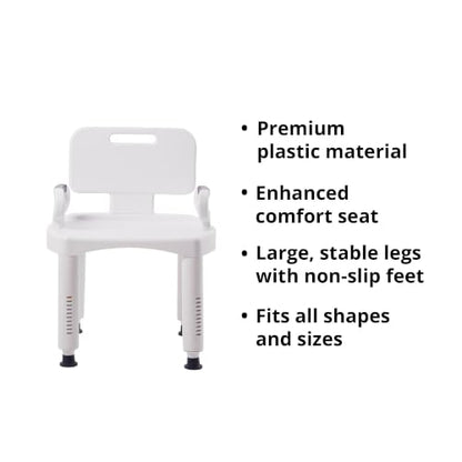 McKesson Bath Bench with Removeable Back, 21.25 in, 21-1/4 in, 1 ct | Plastic Frame, Lightweight, Adjustable