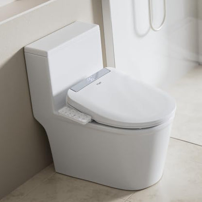 Electric Bidet Toilet Seat Elongated, Heated Warm Water Bidet Seat | Warm Air Dryer, LED Display, Self-Cleaning Nozzle, Rear & Feminine Wash, Soft Close Lid, LED Night Light, Wireless Remote - style: Premier