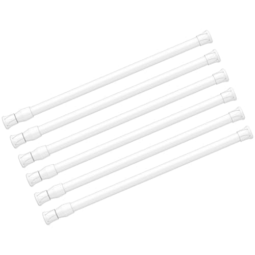 Spring Tension Curtain Rods Short Tension Rod (White,12" to 19"-6Pcs) - color: White, size: 12" to 19"-6Pcs