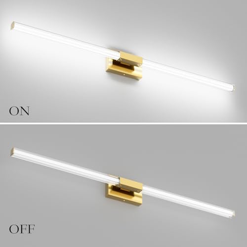 Ralbay 48inch Gold Bathroom Vanity Lights Bar 36W Modern LED Gold Vanity Light Fixtures Over Mirror(5500K White Light) - color: Gold, size: 48 inch