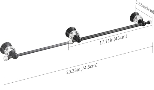 WINCASE Crystal Towel Bar, Black Adjustable Towel Rack, Single Hand Towel Holder Bathroom Shower Towel Rail Rod Modern Luxury Wall Mount Matte Black - color: Black Towel Bar