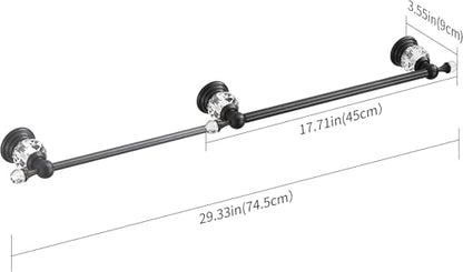 WINCASE Crystal Towel Bar, Black Adjustable Towel Rack, Single Hand Towel Holder Bathroom Shower Towel Rail Rod Modern Luxury Wall Mount Matte Black - color: Black Towel Bar