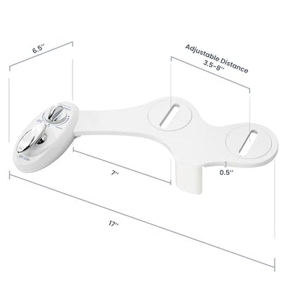 LUXE Bidet NEO 180 - Non-Electric Bidet Attachment for Toilet Seat, White | Dual Nozzle, Self-Cleaning, Adjustable Water Pressure, Rear & Feminine Wash, with Lever Control - color: White