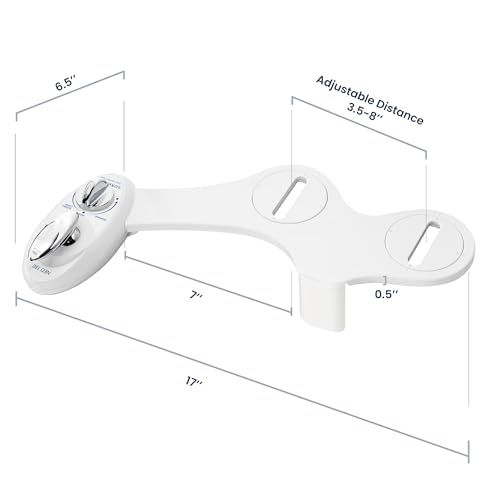LUXE Bidet NEO 180 - Non-Electric Bidet Attachment for Toilet Seat, White | Dual Nozzle, Self-Cleaning, Adjustable Water Pressure, Rear & Feminine Wash, with Lever Control - color: White