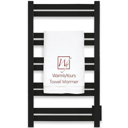 WarmlyYours Grande Heated Towel Rack, 10 Bars, Matte Black | Wall-mounted electric towel warmer rack and dryer, 120V hardwired, flat heated bars for towels and bathrobes - color: Matte Black, size: 10 Bars