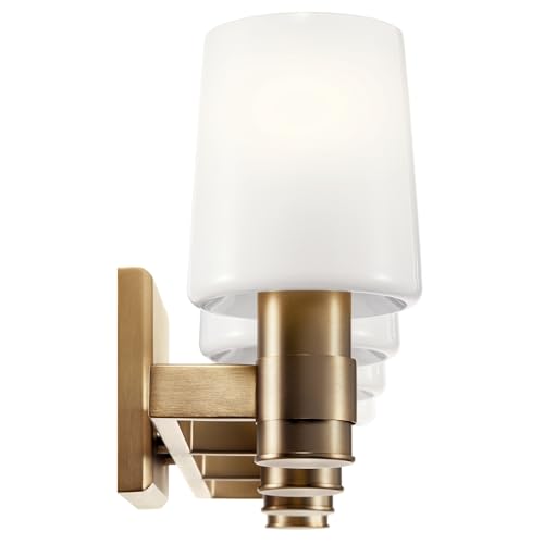 Kichler Adani 4-Light Bathroom Vanity Light, Champagne Bronze | Modern vanity light with opal glass for bathrooms and powder rooms (30" x 8.25"), 55177CPZ - color: Champagne Bronze, size: 30"