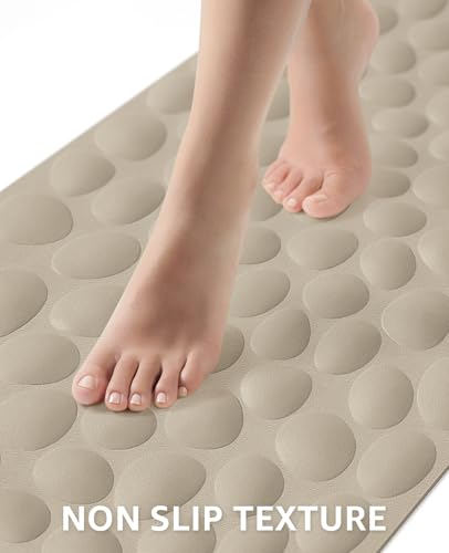 Bligli Bathtub Mat Non Slip, 16x31.5 inch Extra Long Bath Tub Mat with Strong Suction Cups, Soft Rubber Bathroom Floor Mat, Machine Washable, 100% BPA Free (Brown) - color: Brown, size: 31.5" x 16" (Rectangular)