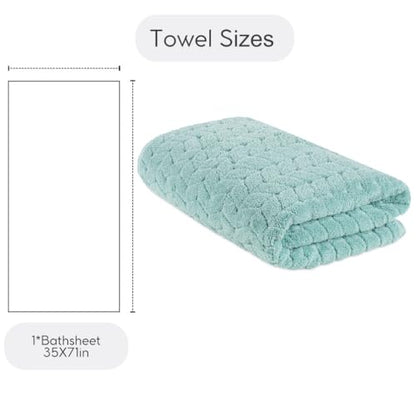 BAGNO MILANO Turkish Cotton Bath Towels, Hand Towels - Soft Plush Jacquard Collection - Highly Absorbent Towel Set (Aqua Green, Bath Sheet 35x70) - color: Aqua Green, size: Bath Sheet 35x70