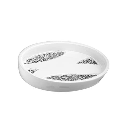 Popular Bath Sinatra Modern Bath Soap Dish Modern Classic Contemporary Decorative Beautiful Designs Bathroom Decor for Home Luxury Bath, White - size: 6"W x 6"L (Pack of 1)