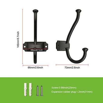 TUNNY 5 Pack Simple Coat Hooks - Matte Black Coat Hooks Towel Hook Suitable for Entry Shoe Cabinets, Wardrobes Bathroom Bedroom Furniture Hardware