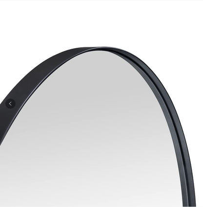 Matte Black Oval Recessed Bathroom Medicine Cabinet with Mirror Stainless Steel Metal Framed Oblong Pill Shaped Bathroom Cabinet with Mirror 16x33'' - color: Matt Black