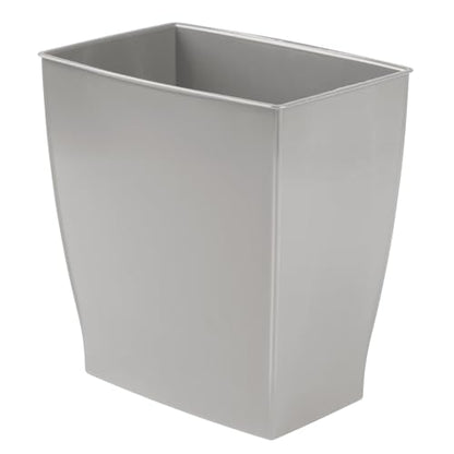 iDesign Small Plastic Bathroom Trash Can, Gray | Slim Rectangle, For Bedroom, Office, Dorm - color: Gray, style: Pack of 1