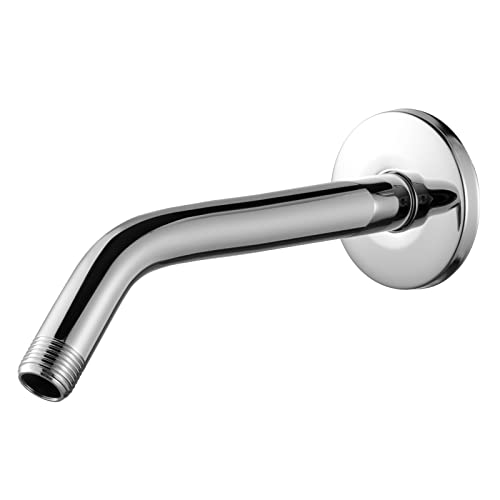 OFFO Shower Arm with Flange, 10 in Wall Mount Replacement Angle Shower Head Arm Wall-Mounted For Fixed Shower Head & Handheld Showerhead, Chrome - color: Chrome, style: 10 in