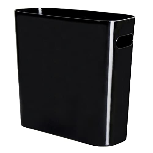 Youngever 1.5 Gallon Slim Trash Can, Plastic Garbage Container Bin, Small Trash Bin with Handles for Home Office, Living Room, Study Room, Kitchen, Bathroom (1 Pack Black) - color: Black
