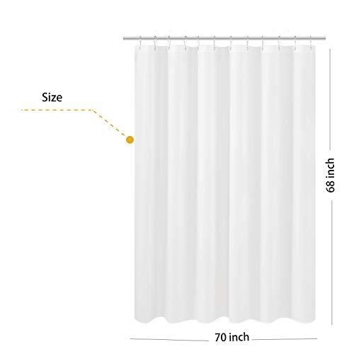N&Y HOME Fabric Shower Curtain Liner Shorter Size 70 x 68 inches, White | Hotel Quality, Bottom Magnets, Machine Washable, Water Repellent, 70x68 Bathroom Curtain with Grommets - color: White, size: 70"W x 68"L (Pack of 1)