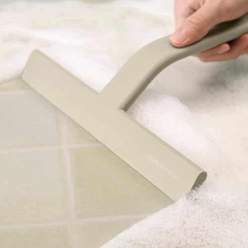 JustHang Shower Squeegee with Built-in Hook, 10-Inch Light Taupe | Award-Winning Design, All-One-Piece Soft-Touch Silicone, for Glass Door, Bathroom, Window, Mirror, Tile Wall, Car - color: Light Taupe