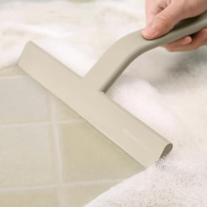 JustHang Shower Squeegee with Built-in Hook, 10-Inch Light Taupe | Award-Winning Design, All-One-Piece Soft-Touch Silicone, for Glass Door, Bathroom, Window, Mirror, Tile Wall, Car - color: Light Taupe