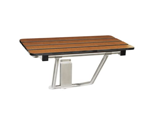 Seachrome 24-inch x 15-inch in ADA Folding Wall Mount Bathroom Shower Seat Bench, Teak Phenolic Seat - color: Teak, size: 24"