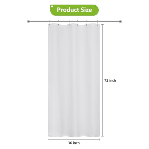 Seenus Soft Microfiber Stall Shower Curtain with Waterproof TPU Backed, 36 x 72 Inch White Small Shower Curtain Liner with 2 Large Magnets, Washable Cloth Bathroom Shower Stall Curtain Lightweight - color: White, size: 36"W x 72"L (Pack of 1)
