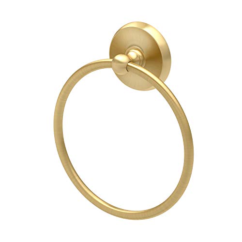 Gatco 5053 Designer II Towel Ring, Brushed Brass/Wall Mounted 6.50" Hand, Face Towel Ring for Bathroom - color: Brushed Brass