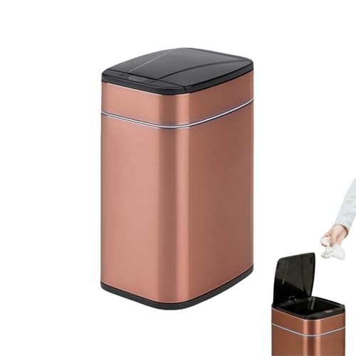 Smart Trash Can, Sensor Opening and Closing (1, Square Rose Gold) | Automatic Trash Can for Living Room, Bedroom, Kitchen and Bathroom - color: Square Rose Gold