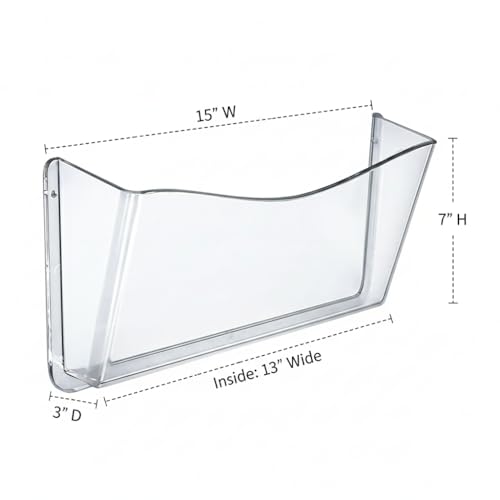 Azar Displays 250025 Clear Plastic Wall Mount File Holder with Hanging Hardware (4-Pack) - color: CLEAR, style: Screw Mount