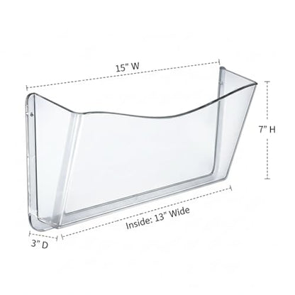 Azar Displays 250025 Clear Plastic Wall Mount File Holder with Hanging Hardware (4-Pack) - color: CLEAR, style: Screw Mount