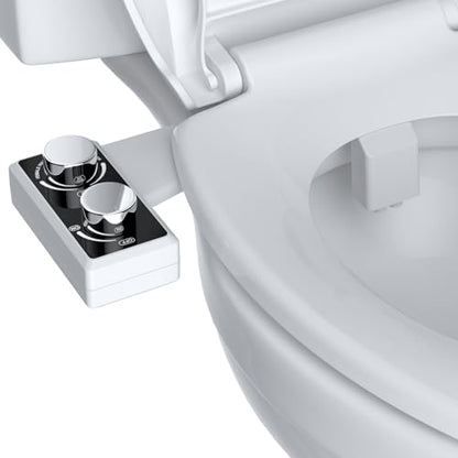 Hibbent Bidet Attachment for Toilet, Non-Electric Dual Nozzle for Frontal & Rear Wash, Adjustable Water Pressure Control, Fresh Water Bidet Toilet Seat, Self Cleaning Water Sprayer, Matte Black - color: Matte Black