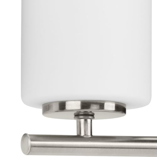 Progress Lighting 4-Light Etched White Glass Modern Bath Vanity Light, Replay Collection, Brushed Nickel (P2160-09) - color: Brushed Nickel, size: 4-Light