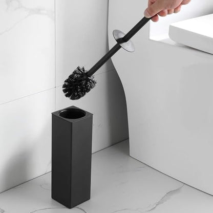 BGL Toilet Brush and Holder Set, Matte Black Freestanding for Bathroom Storage and Organization, Square Design Sturdy and Space Saving - color: Matte Black