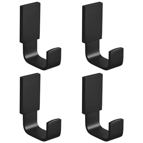 Brass Towel Hook, Bathroom Robe Coat Clothes Hook, Matte Black, 4 Pack | Wall Mounted with Screws for Bathroom, Kitchen, Hotel, Garage, Laundry, Square Coat and Hat Hooks, Rustproof & High Quality - color: Matte Black, size: 4 Pack