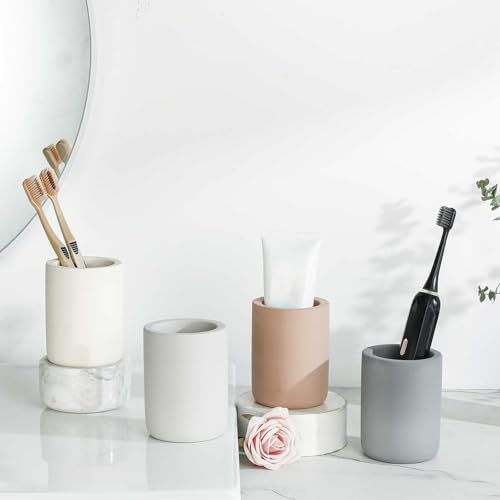 Drying Stone Toothbrush Holders, Diatomite Quick Drying Electric Toothbrush Organizer for Bathroom, Brown - color: Brown