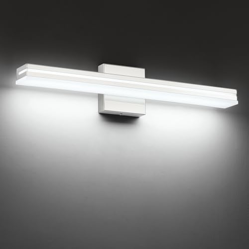 SineRise 24-Inch LED Modern Bathroom Vanity Light Bar, Chrome Modern Acrylic Bathroom Wall Lighting Fixtures Over Mirror (Cool White 6000K) - color: Chrome-Cool White, size: 24-Inch